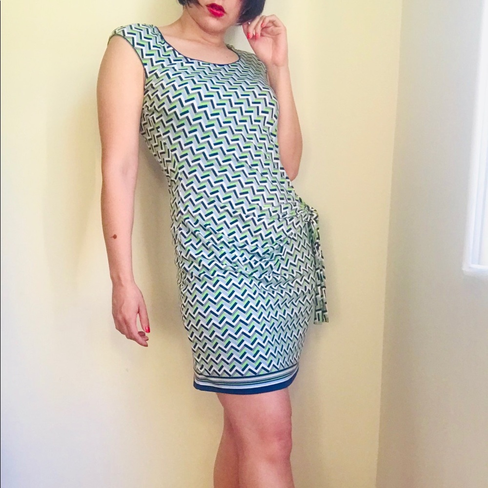 Green Pattern Asymmetrical Dress